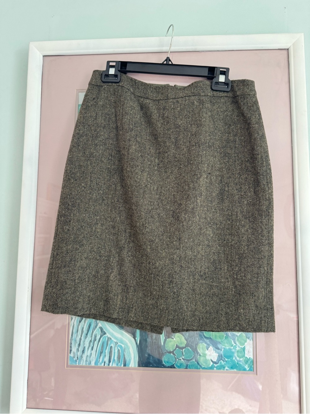 J. Crew Olive-Brown Tweed Pencil Skirt